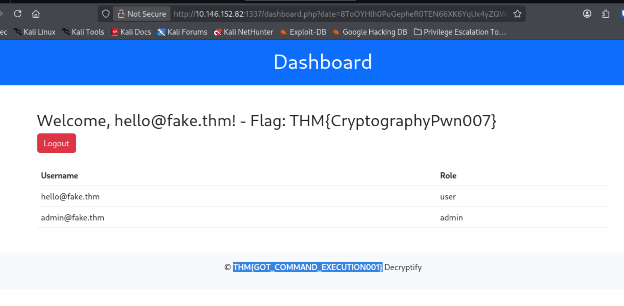 Flag retrieved via padding oracle command execution
